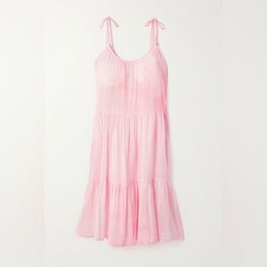 HONORINE Daisy tie-dyed crinkled cotton-gauze dress in Pink XS